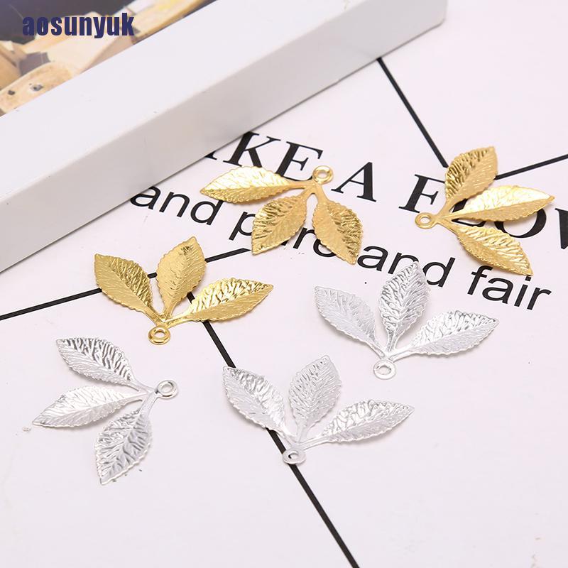 Set 50 đầu nối lá cây bằng kim loại phong cách cổ điển
