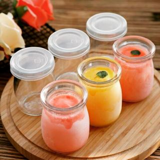1 SÉT 12 HŨ THỦY TINH CAO CẤP CÓ NẮP 100ML LÀM CARAMEN, SỮA CHUA, FLAN AN TOÀN VỆ SINH TIỆN LỢI
