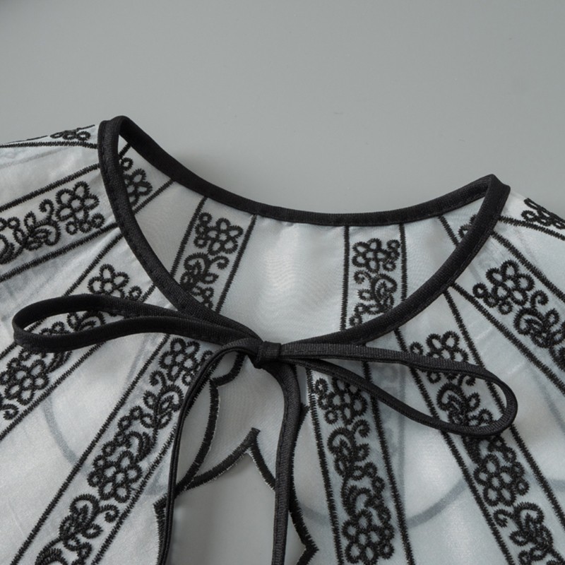 Cổ áo sơ mi giả họa tiết thêu thời trang thanh lịch cho nữ