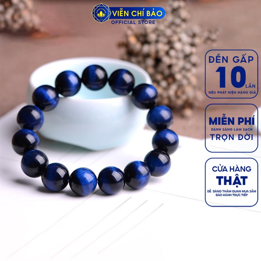 Vòng tay đá mắt hổ xanh dương nhiều kích cỡ chất liệu đá tự nhiền thời trang phụ kiện trang sức Viễn Chí Bảo V000041