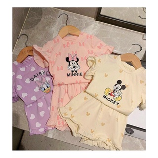 Bộ cộc Thun bóng cho Bé gái in họa tiết và hình Mickey - Daisy