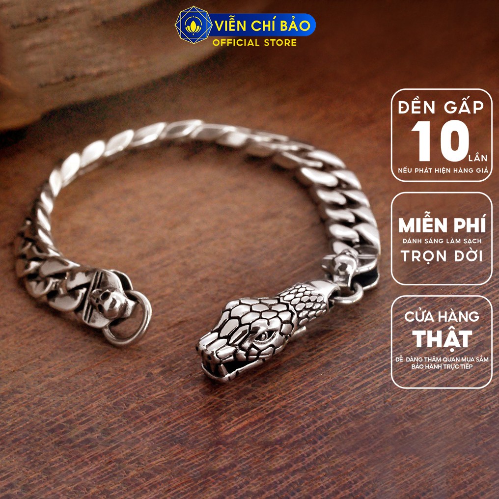 Lắc tay bạc nam Xà thủ chất liệu bạc Thái 925 mạnh mẽ nam tính thương hiệu Viễn Chí Bảo L100177