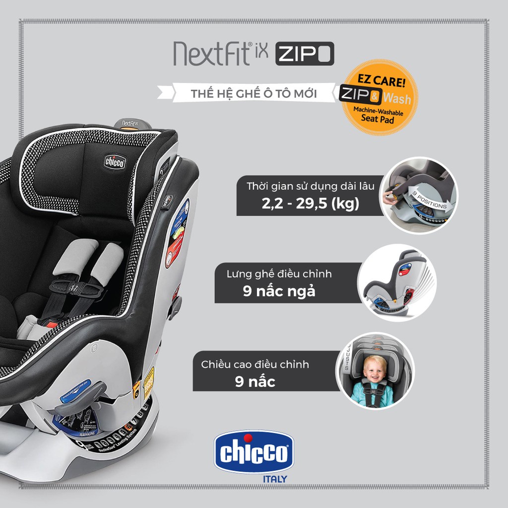 Ghế ngồi ô tô từ sơ sinh Chicco NextFit iX Zip CHÍNH HÃNG New 100%