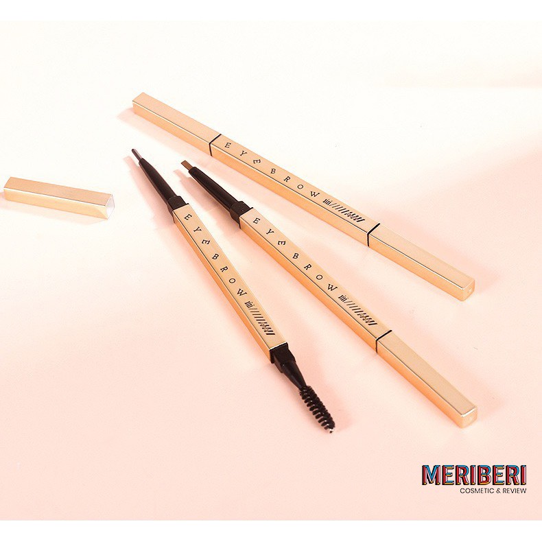 Chì kẻ mày Xixi vỏ mạ vàng, ngòi mảnh, 2 đầu tiện lợi - 4 màu tự nhiên: Đầu chì & Cọ tán [Có sẵn - Giao nhanh] | BigBuy360 - bigbuy360.vn