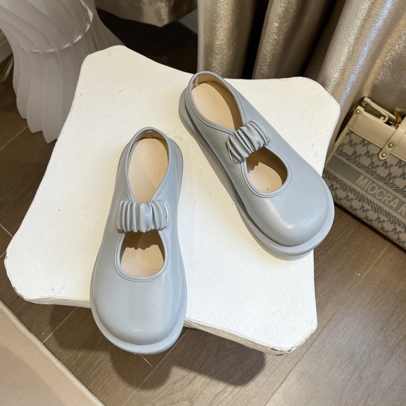 Giày bít mũi IELGY xỏ chân đế bằng phong cách Nhật Bản retro cho nữ