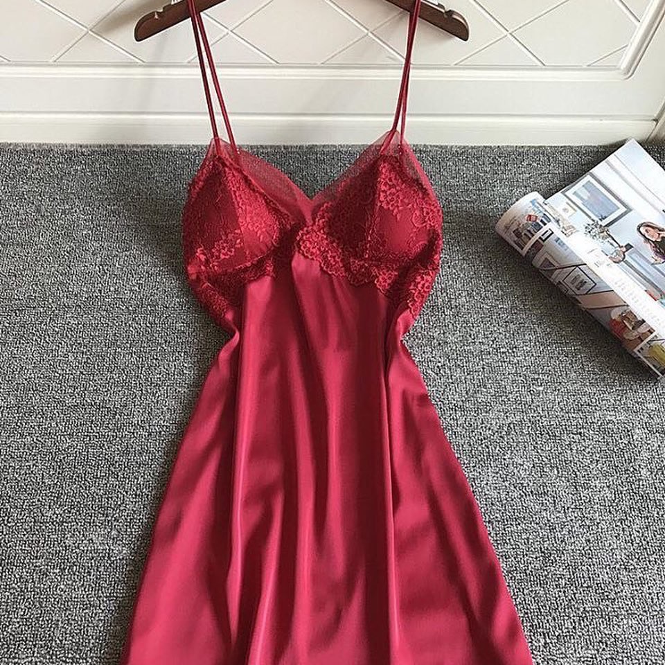 Váy ngủ lụa satin cao cấp phối lưới ren gợi cảm giá rẻ-HONEY