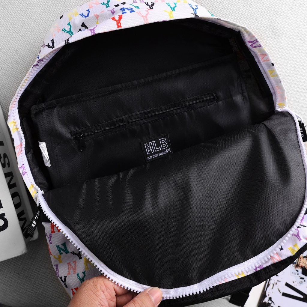 Balo MLB NY Trắng Monogram Backpack Full Tag Code