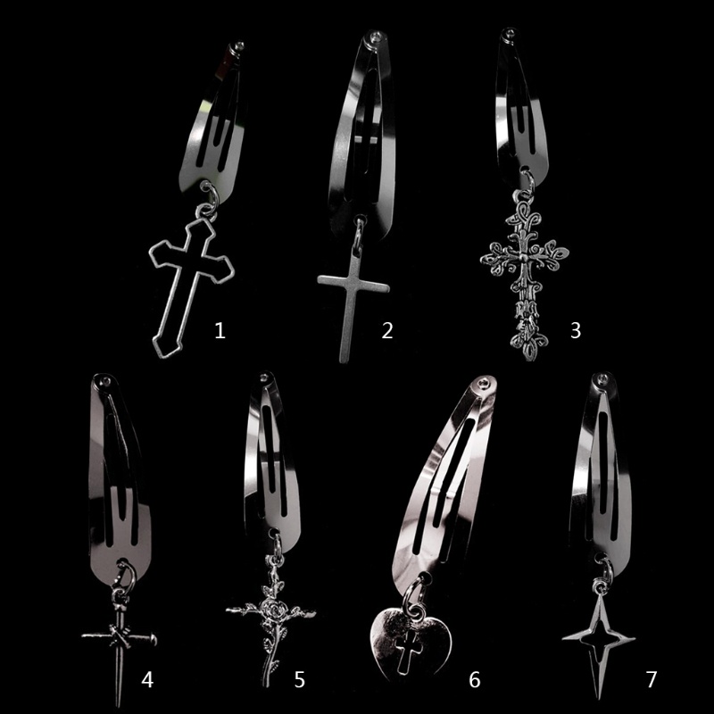 Kẹp Tóc Kèm Mặt Dây Hình Chữ Thập Phong Cách Gothic