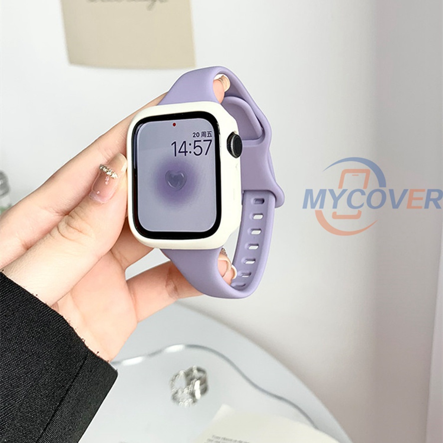 Dây Đeo Silicone + PC Cho Đồng Hồ Thông Minh Series 7 6 SE 5 4 3 2 1 Kích Thước 45mm 41mm 44mm 40mm 42mm 38mm
