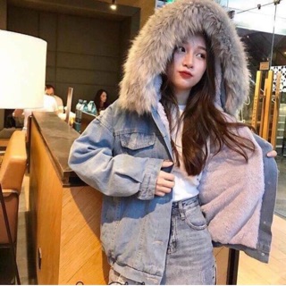 FREESHIP🤎🤎 áo khoác bò mũ lông sẵn hàng tại shop.
