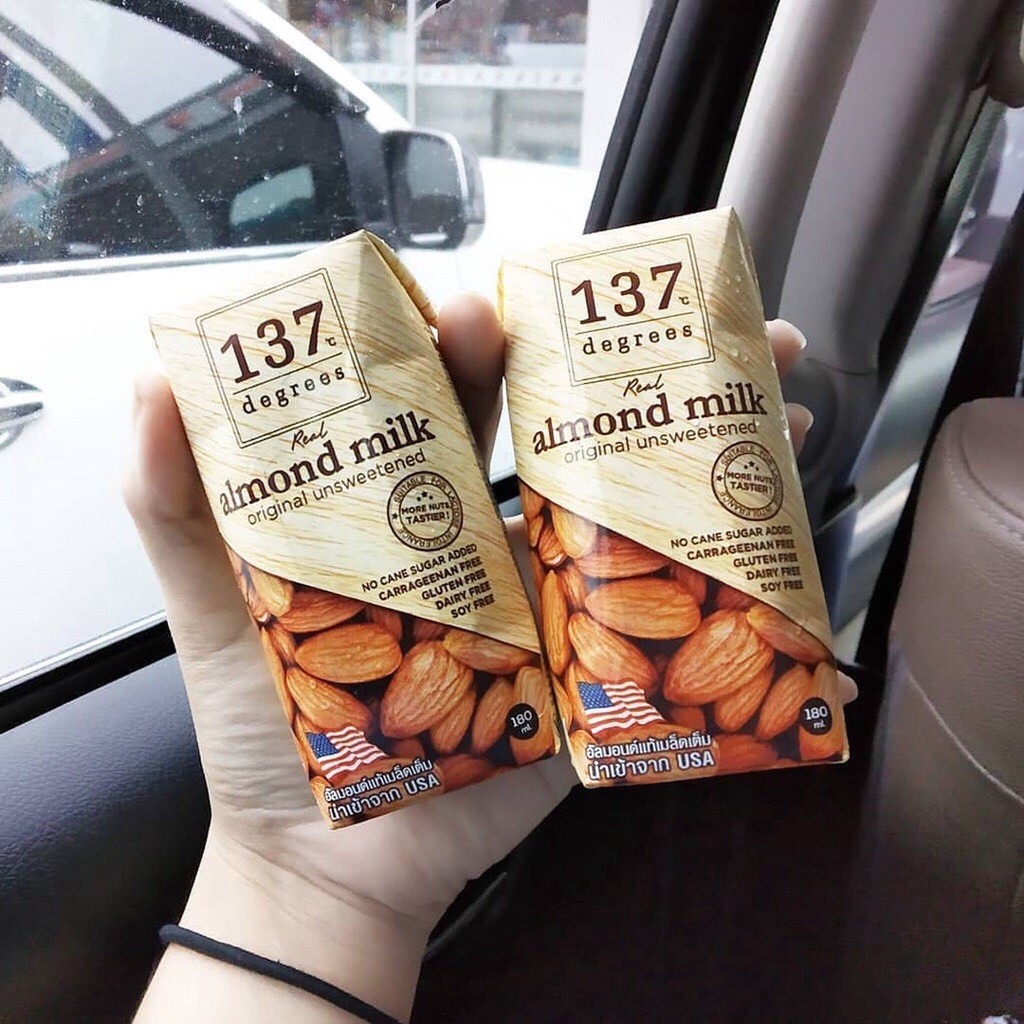 LỐC 3 HỘP SỮA HẠT HẠNH NHÂN NGUYÊN CHẤT KHÔNG ĐƯỜNG ALMOND MILK UNSWEETENED ORIGINAL 137 DEGREES 180ML