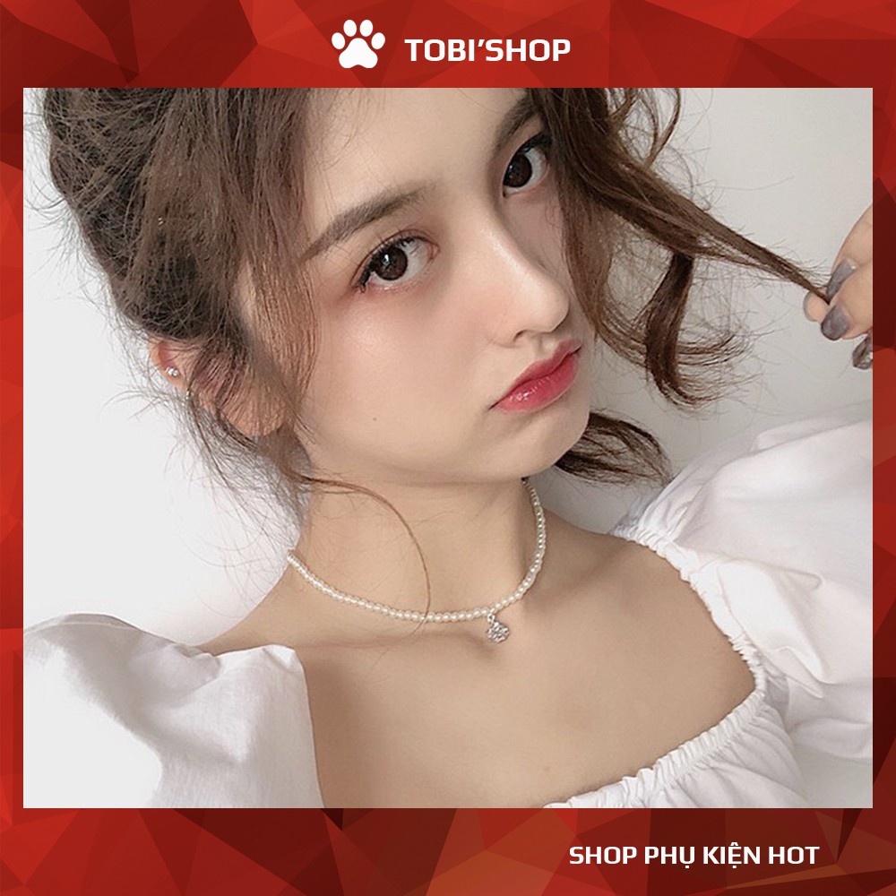 {FREESHIP 50K} Dây chuyền chuỗi ngọc mặt đính pha lê lấp lánh TB86 - TOBI'SHOP