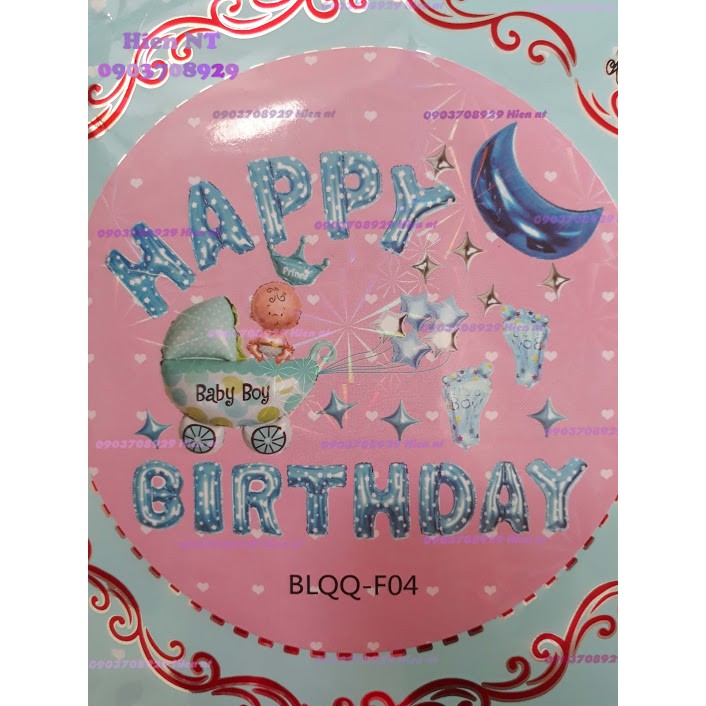 Set bóng sinh nhật, thôi nôi bé trái/ gái kèm nhiều phụ kiện size lớn