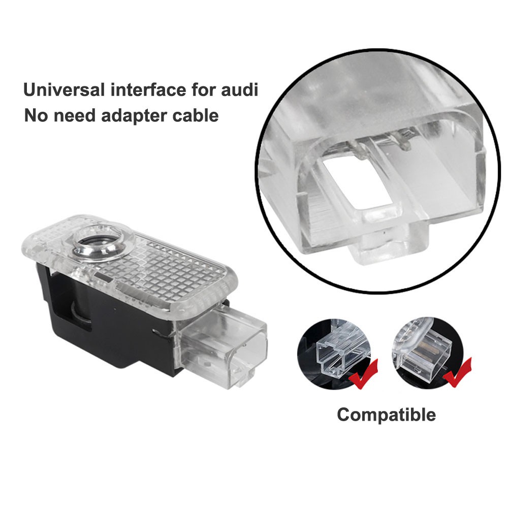 Set 2 Đèn Chiếu Logo Gắn Cửa Xe Hơi Audi A1 A3 A4 A5 A6 A7 A8 Q3 Q5