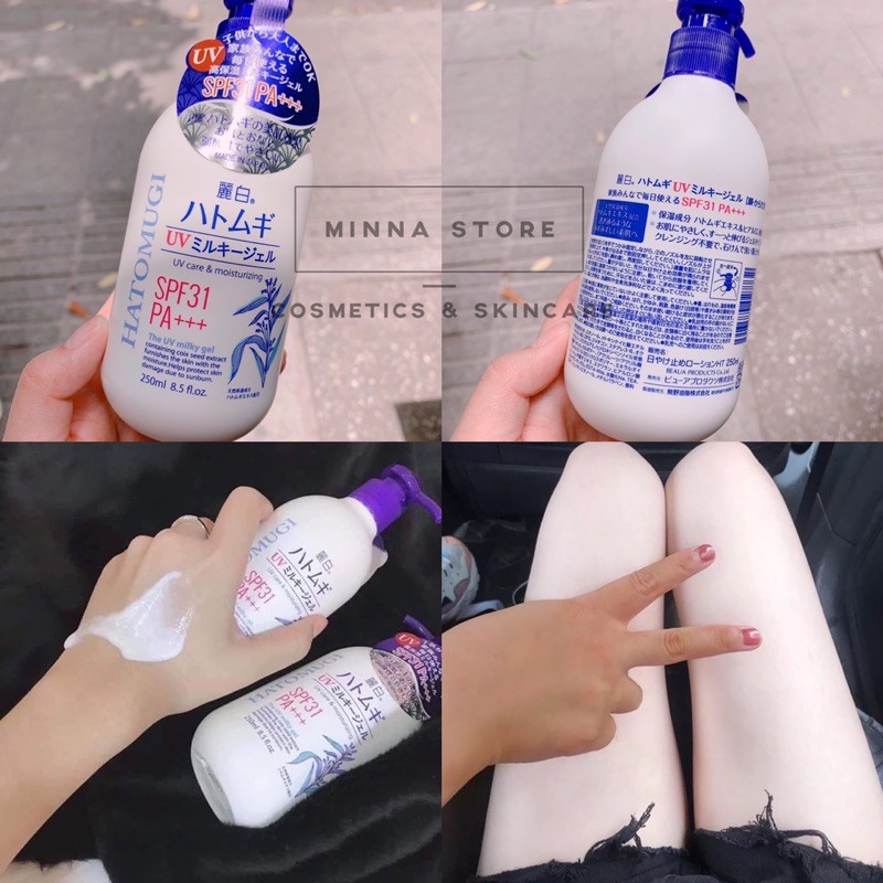 Sữa Dưỡng Thể Trắng Da Chống Nắng Hạt Ý Dĩ Hatomugi Milky Gel