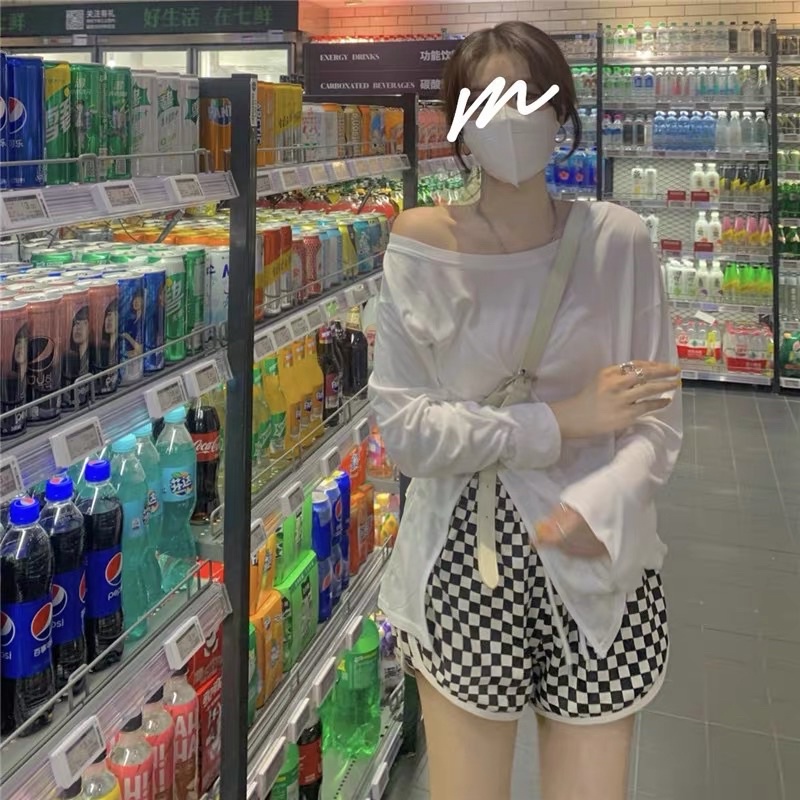 SET ÁO THUN XẺ TÀ QUẦN SHORT CARO THỂ THAO ULZZANG