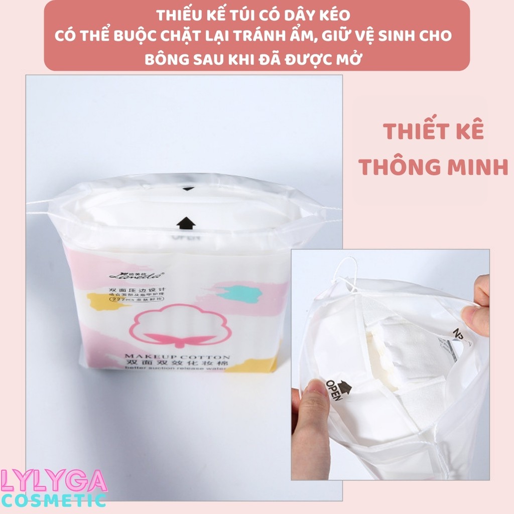 Bông tẩy trang COTTON LAMEILA TÚI 222 miếng 3 lớp - Làm sạch lớp trang điểm makeup hiệu quả bông nội đia trung DC02