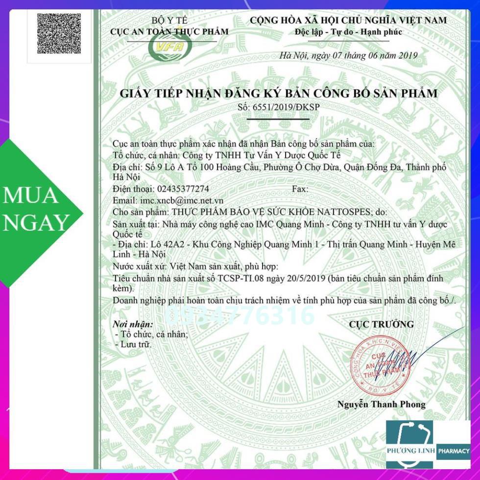 [CHÍNH HÃNG MUA 1 TẶNG 1* ] Nattospes - Hộp 180 Viên - Tai Biến Mạch Máu Não