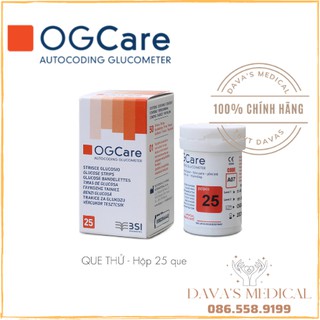 Que thử đường huyết Ogcare - Hộp 25 que.