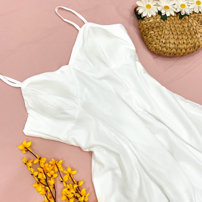 Đầm váy maxi trắng 2 dây cúp ngực (kèm hình thật) | BigBuy360 - bigbuy360.vn