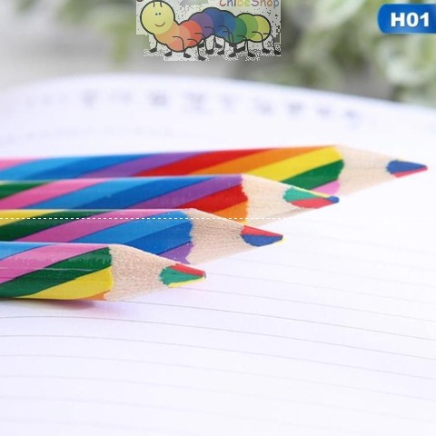 Bút chì vẽ 6 cạnh màu cầu vồng