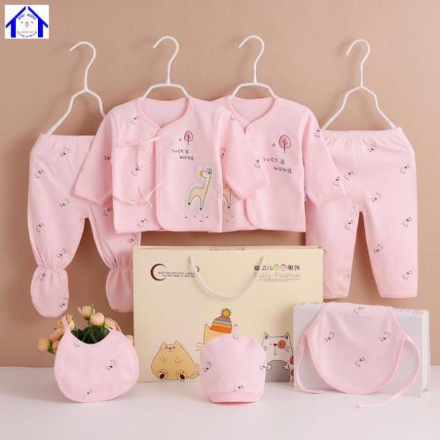 SET QUÀ TẶNG QUẦN ÁO SƠ SINH HOẠ TIẾT HOẠT HÌNH CÓ HỘP ĐỰNG SANG CHẢNH