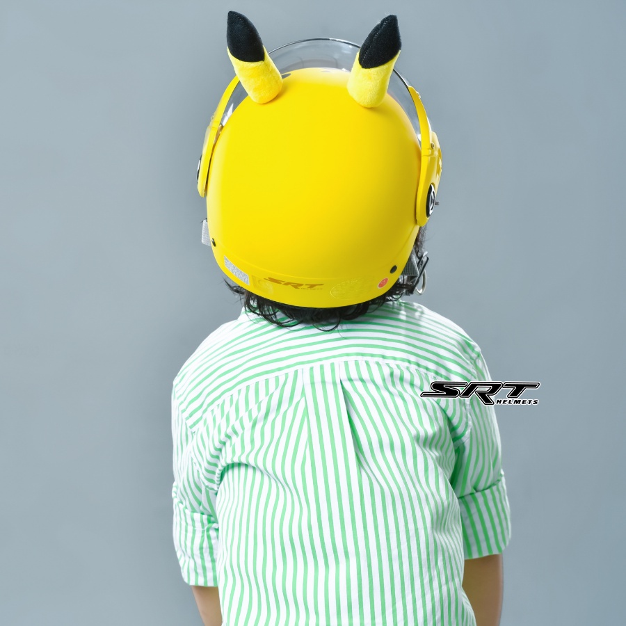 Mũ bảo hiểm trẻ em kính càng SRT - PIKACHU tai vàng cho bé từ 4-8 tuổi