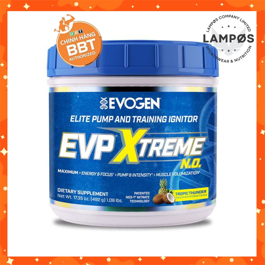 Thực phẩm bổ sung EVP Extreme, Pre-Workout tăng năng lượng, pump cơ tối đa (40 lần dùng)