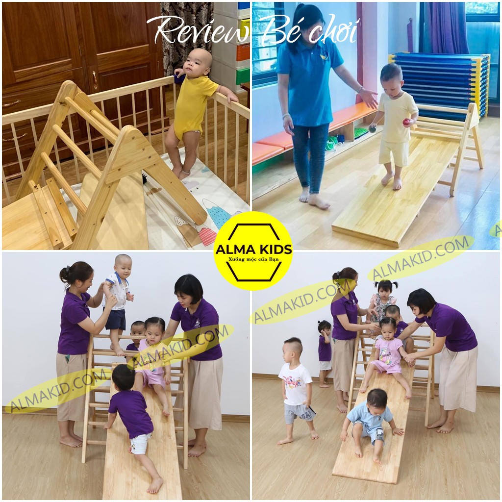 Cầu Trượt Cho Bé Giúp Tăng Thể Lực Pikler Triangle Alma Kids AMK2109 – Bộ Vận Động.