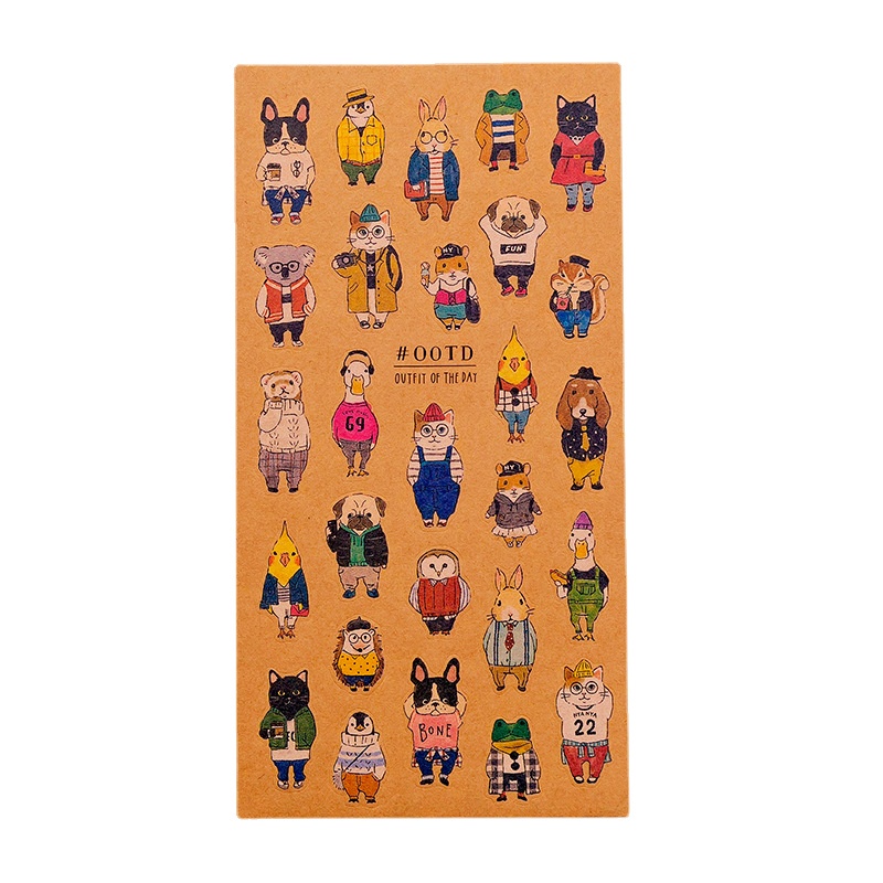 1 Sticker Giấy Kraft Hình Mèo Hoạt Hình Phong Cách Nhật Bản Trang Trí Sổ Tay Nhật Ký