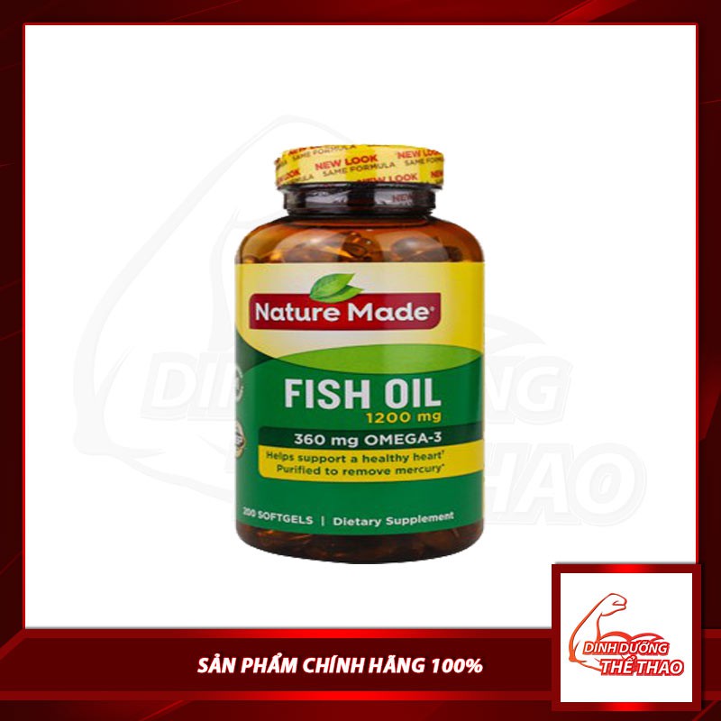 [ MẪU MỚI ] Dầu cá Omega 3 Nature Made Fish oil 1200mg hộp 200 viên