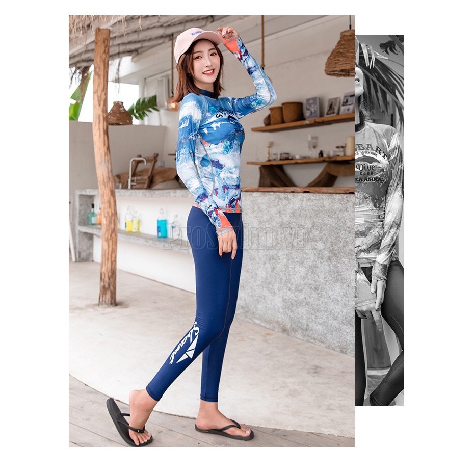 Áo Bơi Dài Tay Nữ Sbart D163 Xanh | BigBuy360 - bigbuy360.vn