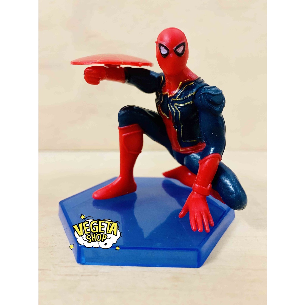 Mô hình Avengers - Marvel - DC - Trọn bộ 6 mô hình tư thế Spider Man - Người Nhện cầm lá chắn - Cao 6~11cm