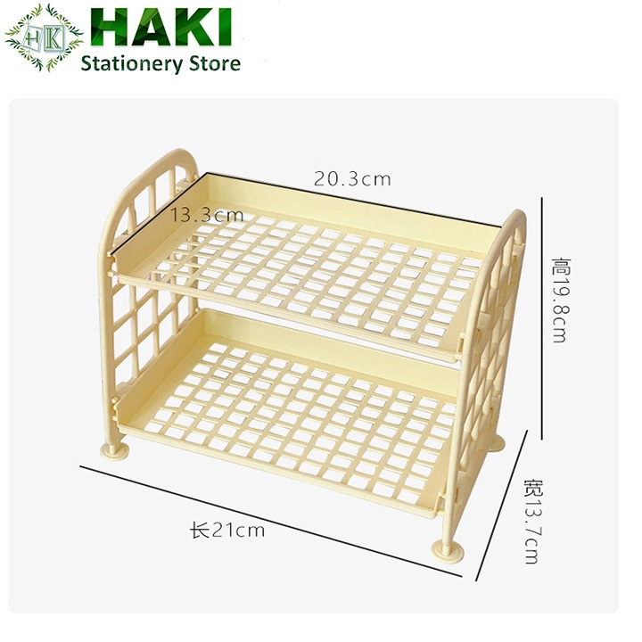 Kệ để đồ 2 tầng HAKI, kệ nhựa mini đa năng decor trang trí để sách đồ đùng văn phòng phẩm nhiều màu KN02