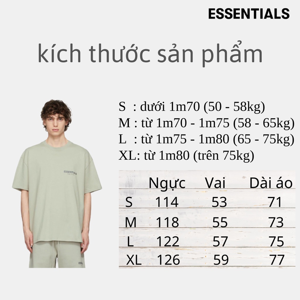 Áo thun Essentials Fear Of God FOG ss22 Seafoam bản cao cấp, Áo tee Essentials oversize nam nữ