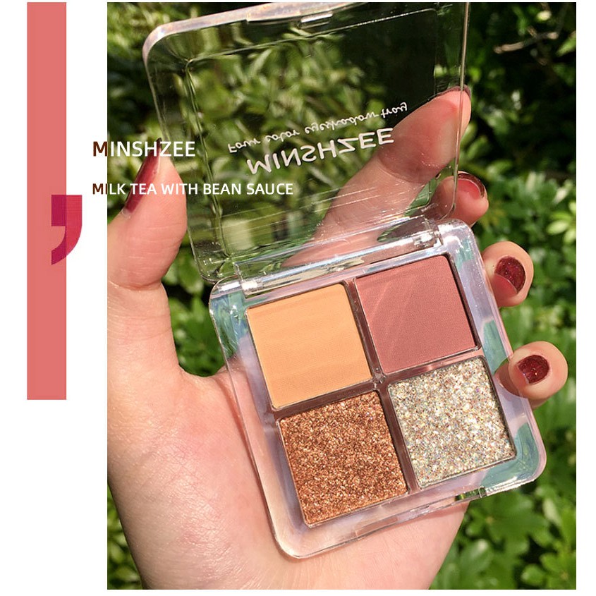 [Hàng mới về] Bảng Phấn Mắt 4 Màu Sắc Hiệu Ứng Lì / Ánh Nhũ Lấp Lánh Thời Trang | BigBuy360 - bigbuy360.vn