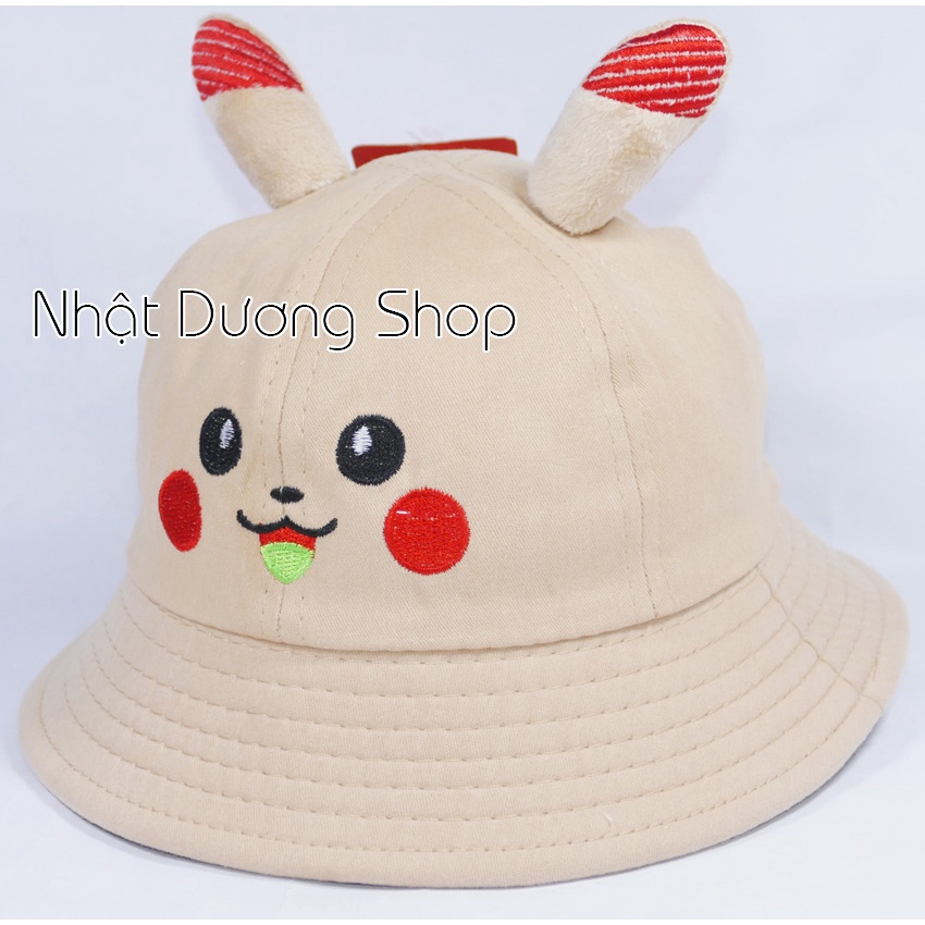 Mũ rộng vành trẻ em hình Pikachu dễ thương - Vàng, Đỏ, Kem, Hồng chất liệu vải nhung cao cấp rất đẹp cho bé