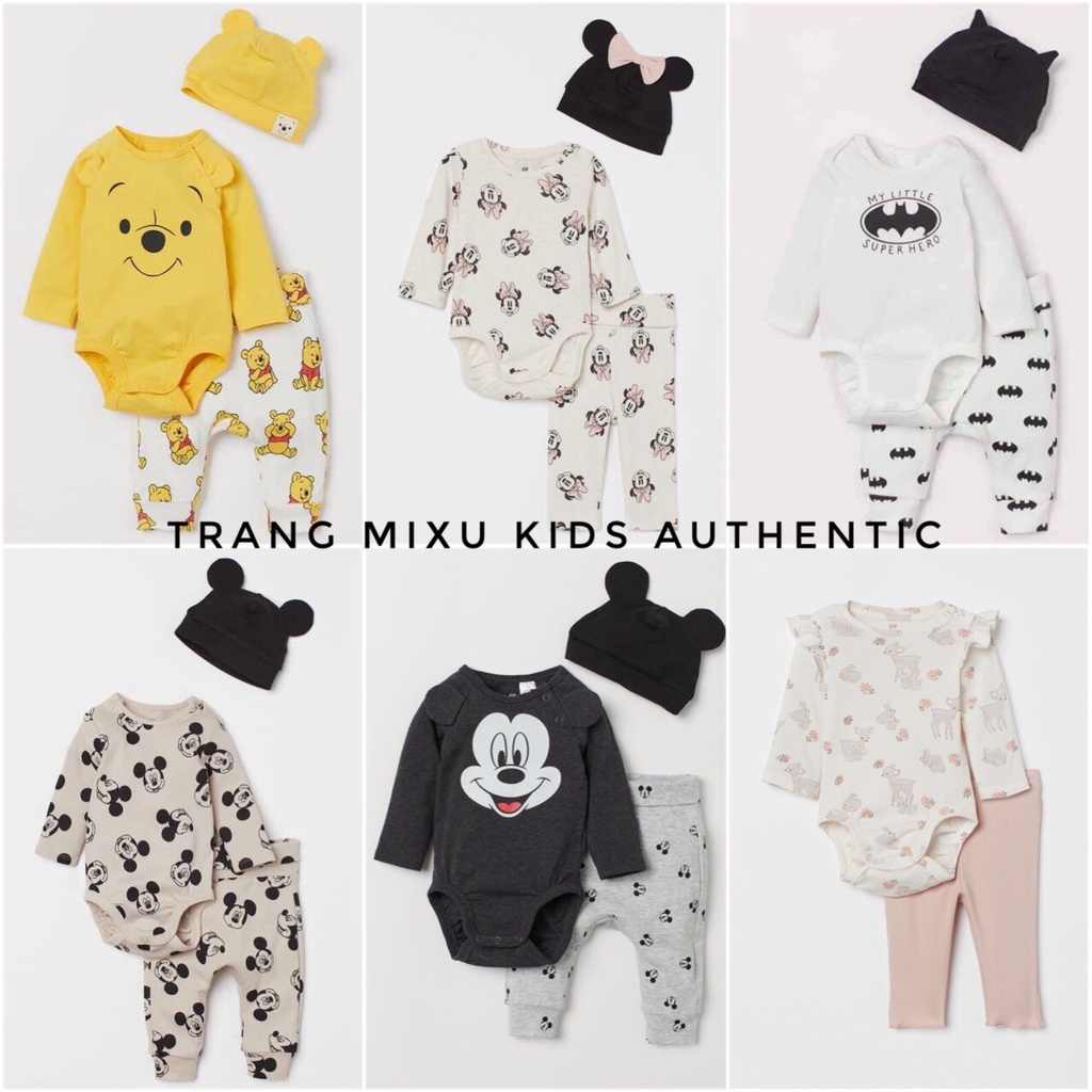 Set đồ sơ sinh newborn đầy tháng bé trai gái HM Auth