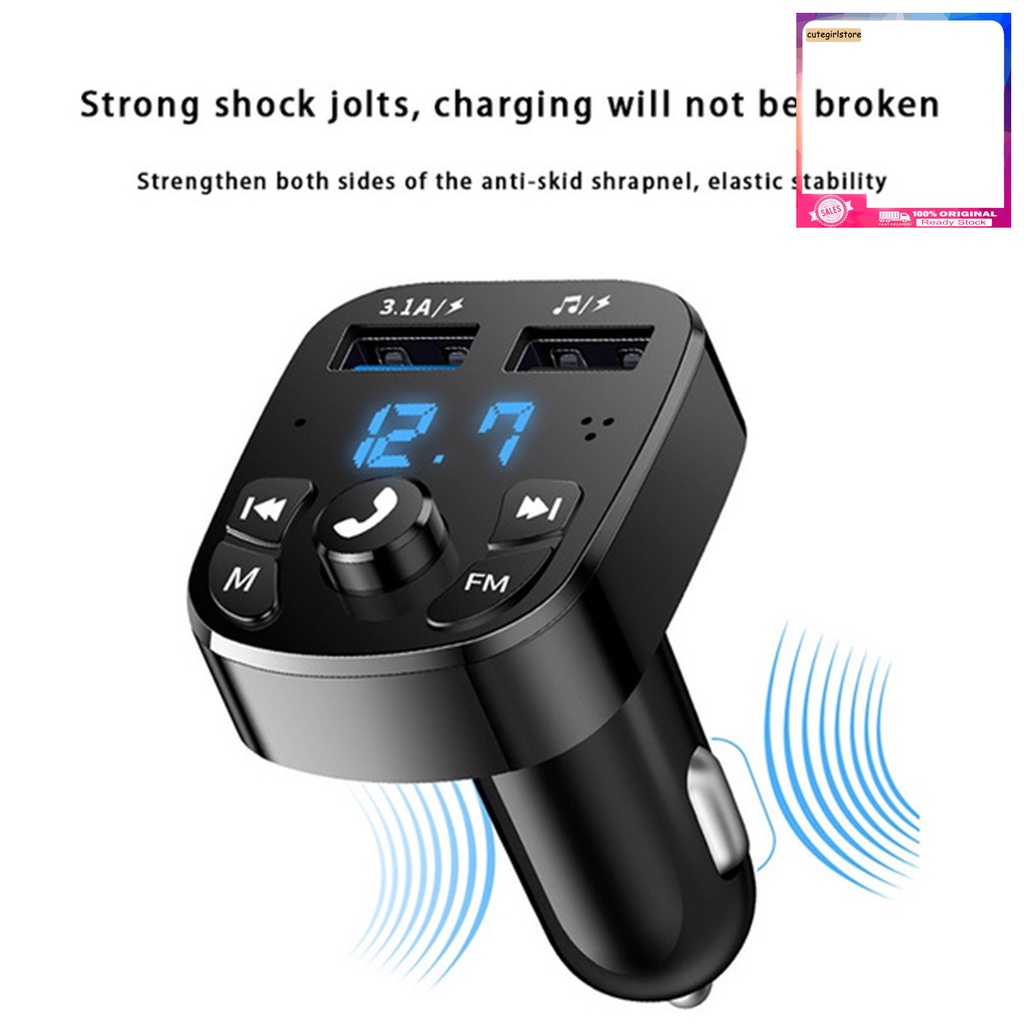Tẩu sạc nhanh cổng USB kép Bluetooth 5.0 phát FM nghe nhạc MP3 dành cho xe hơi QCDZ