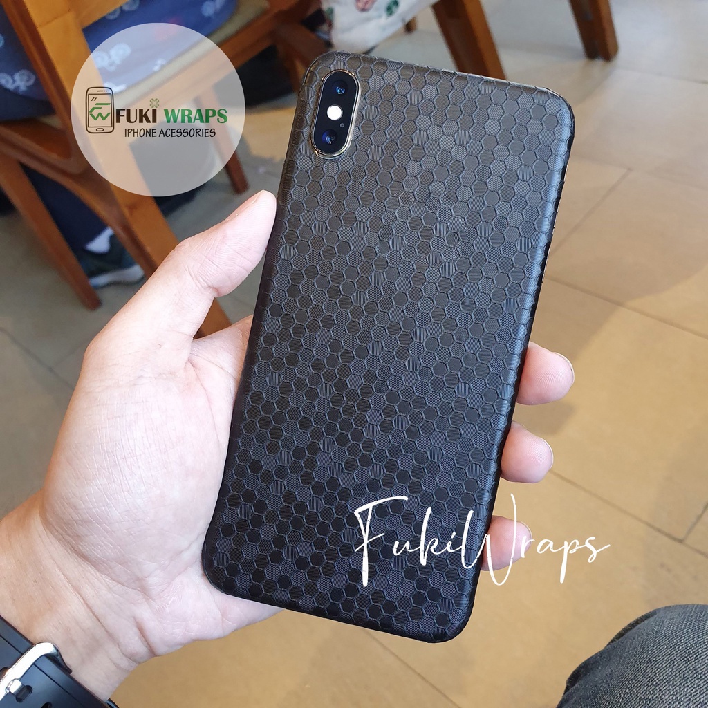 Tấm Dán Skin Full Viền Mặt sau Black HoneyComb Dành cho 13prm , 12prm , 11prm, x, xsm , 6p , 7p , xr - FukiShop