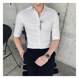 Áo Sơ Mi Nam 💚𝗙𝗥𝗘𝗘𝗦𝗛𝗜𝗣💚 áo sơ mi trắng nam thêu cổ ngực đẹp hàn quốc Thoáng Mát, Không Nhăn
