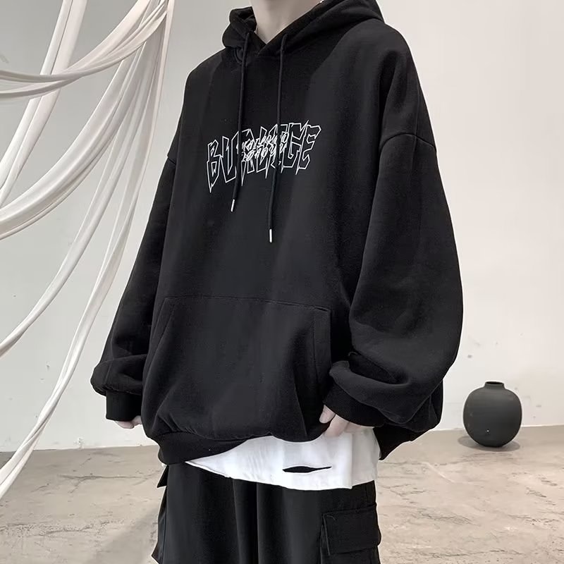 Áo Hoodie Unisex Dáng Rộng In Hình Hoa Hồng Thời Trang Size M-3XL
