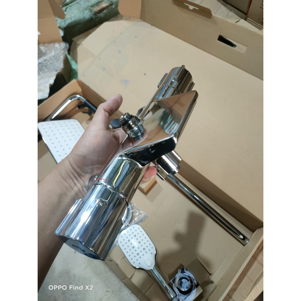 Sen cây tắm đứng Chỉnh Nhiệt Độ Nóng Lạnh hàng đồng thau - Quảng Đông Tay và Bát sen loại sịn