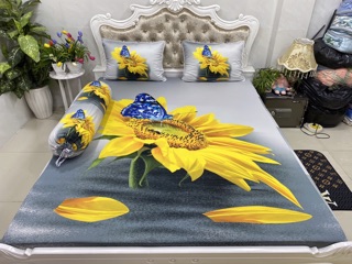Drap thun lạnh 5D cao cấp mẫu hoa ( 3 màu)