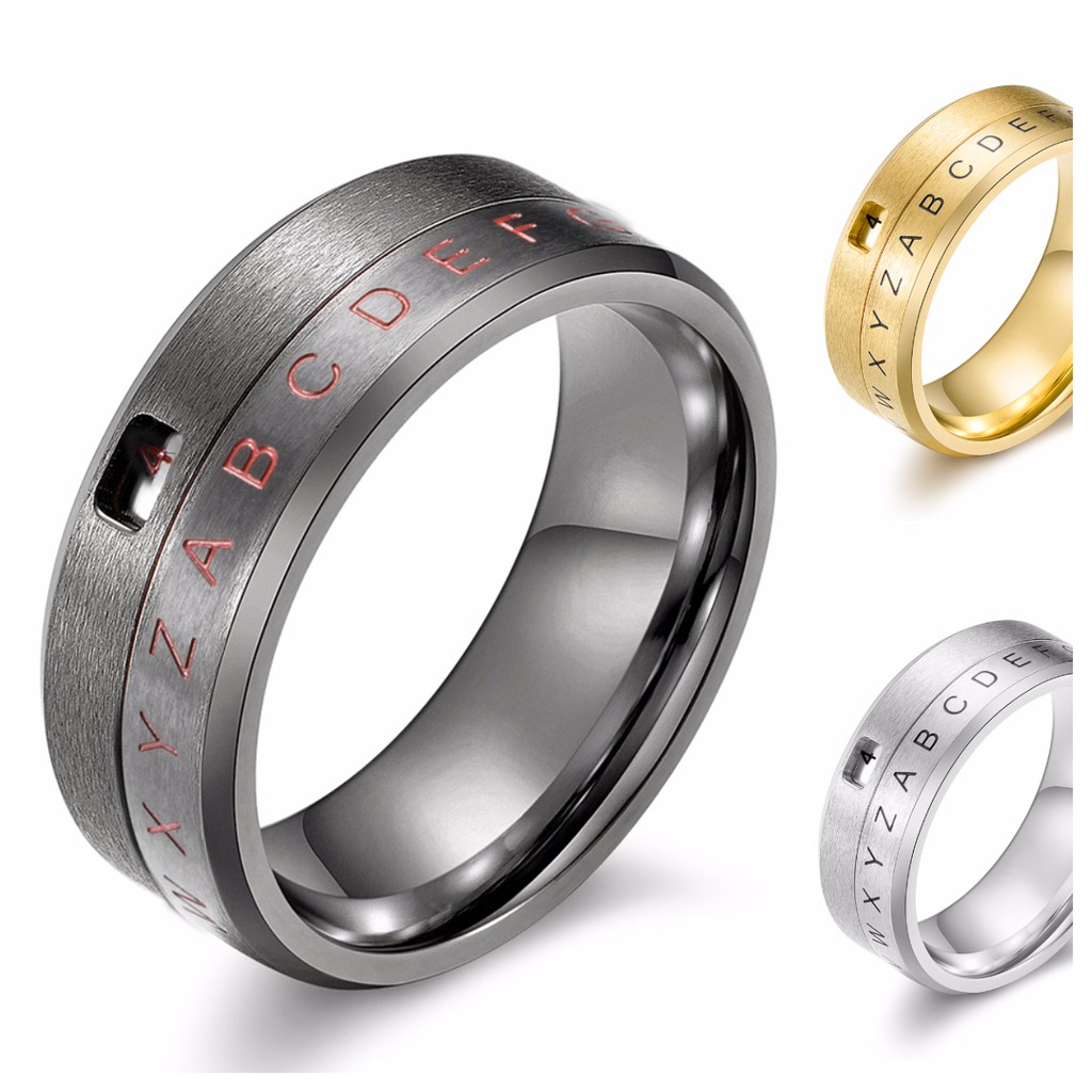 Men Jewelry Titanium Steel Ring Rotatable letter ring qf047