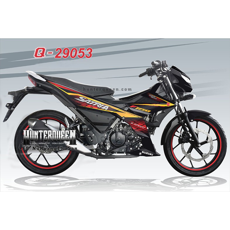 Tem rời chế Raider FI. Xe đen, tem đỏ, chỉ vàng. Thay đổi màu sắc và chi tiết theo yêu cầu. Sắc nét, bền màu