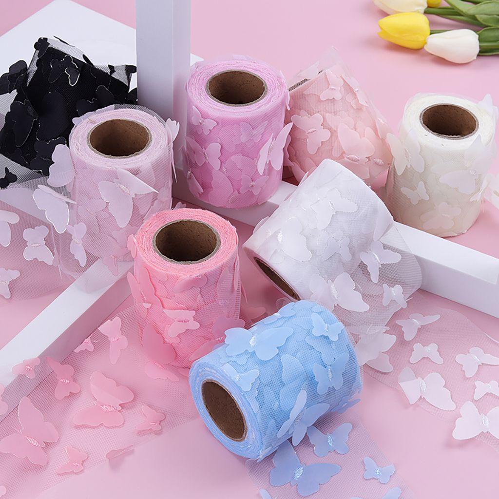 Cuộn Vải Tuyn 10 yards Họa Tiết Bướm Làm Thắt Lưng / Quà Tặng Thủ Công DIY