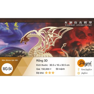 Bộ Lắp Ráp Mô Hình Gỗ 3D - [MG54] Rồng 3D