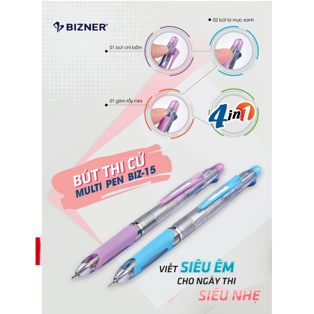 [ Chính hãng ] Bút đa năng BIZNER nhiều ngòi BIZ-15 ( 1 cây / vỉ ) hàng có kiển tra chất lượng và an toàn