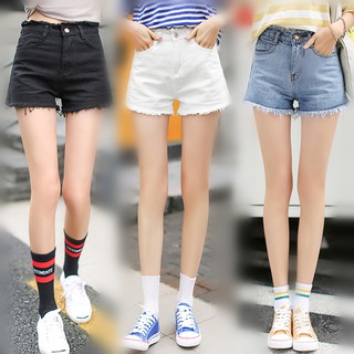 Sinh viên size lớn quần nóng quần short hàn quốc rời đặc biệt cao trước ngắn lưng dài cao cấp quần short denim nữ